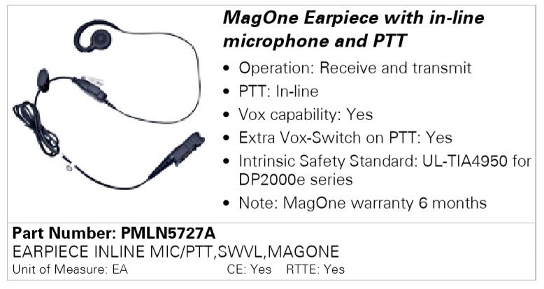 Гарнитура Motorola PMLN5727A